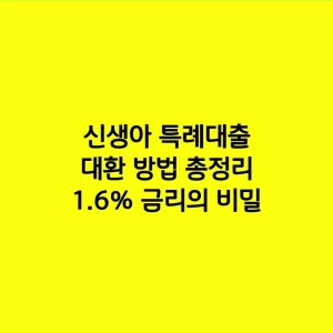 신생아 특례대출 대환 방법 총정리 1.6% 금리의 비밀