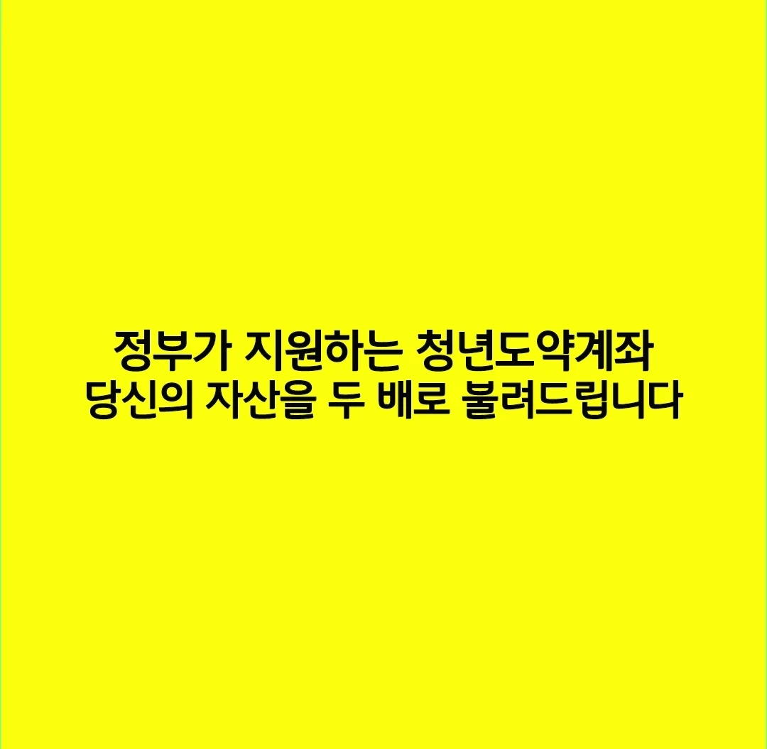 정부가 지원하는 청년도약계좌, 당신의 자산을 두 배로 불려드립니다