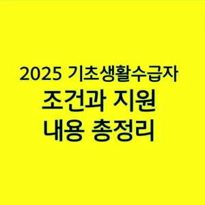 2025 기초생활수급자 조건과 지원 내용 총정리